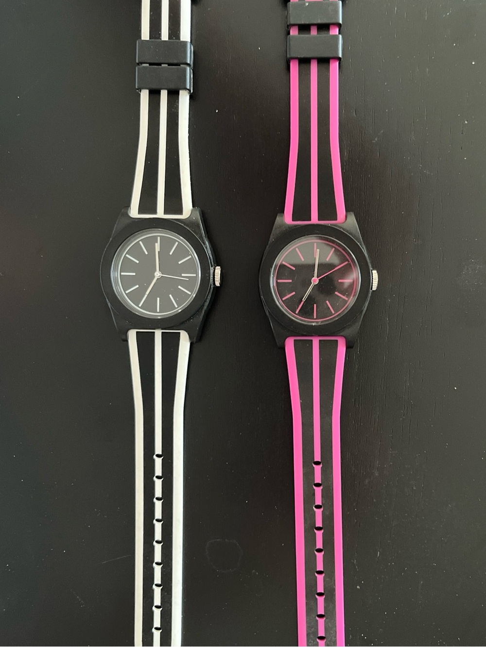 Set of 2 Minimalist Black Stripe Quartz Watches NEW